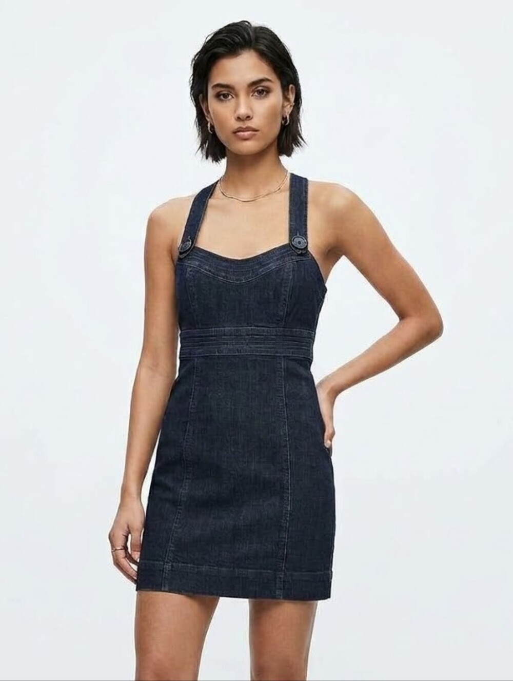 Mixit Dark Indigo Denim Mini Jumper Dress Small